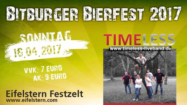 Party Flyer: Bierfest 2017 Timeless am 16.04.2017 in Bitburg